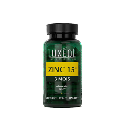 Luxéol ZINC 15 Cheveux Peau et Ongles 3 mois, 90 gélules| Parashop.com