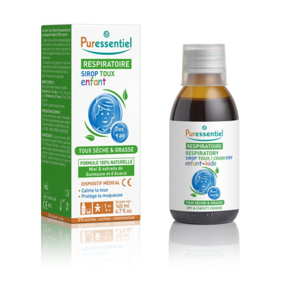 Puressentiel RESPIRATOIRE Sirop Toux Sèche et Grasse Enfant dès 1 an, 140ml| Parashop.com