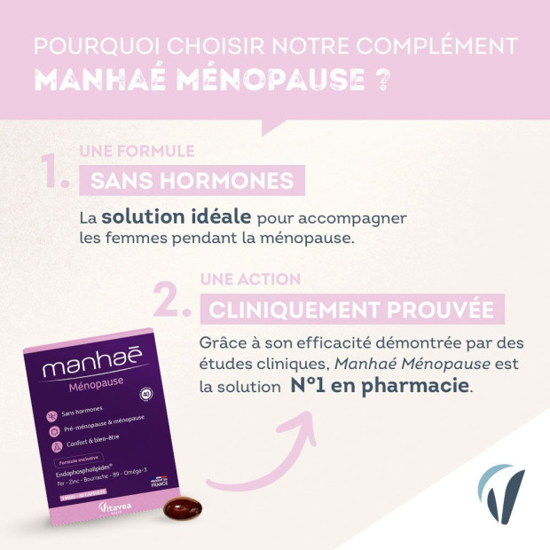 MANHAE Menopause Sans Hormones, 1 mois - 30 capsules