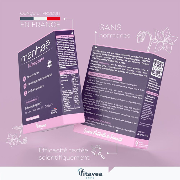 MANHAE Menopause Sans Hormones, 1 mois - 30 capsules