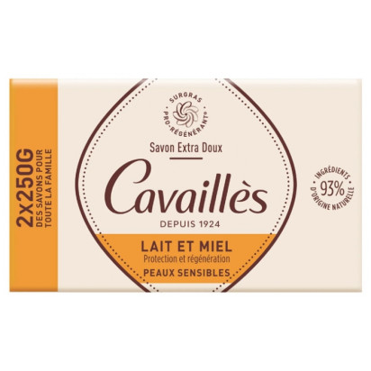 Rogé Cavailles SAVONS SOLIDES, Savon Surgras Extra Doux Lait et Miel, 2x250g | Parashop.com