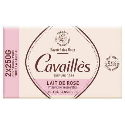 Rogé Cavailles SAVONS SOLIDES, Savon Surgras Extra Doux Lait de Rose, 2x250g | Parashop.com