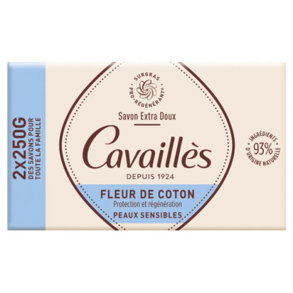 Rogé Cavailles SAVONS SOLIDES, Savon Surgras Extra Doux Fleur de Coton, 2x250g | Parashop.com