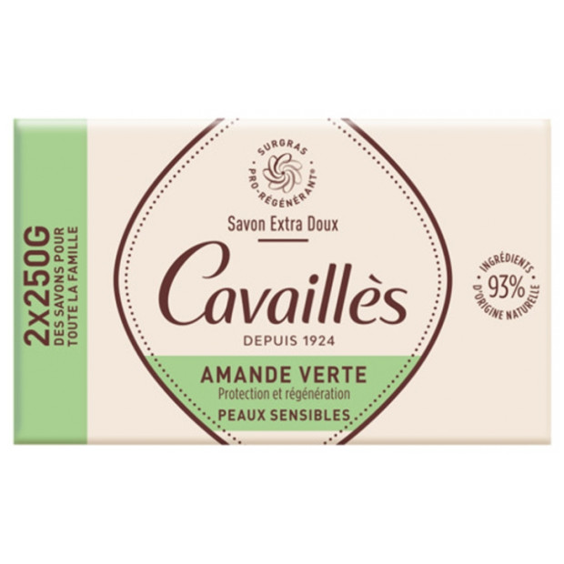 Rogé Cavailles SAVONS SOLIDES, Savon Surgras Extra Doux Amande Verte, 2x250g | Parashop.com