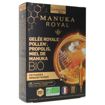 Gelée royale pollen propolis miel de Manuka, 20 ampoules