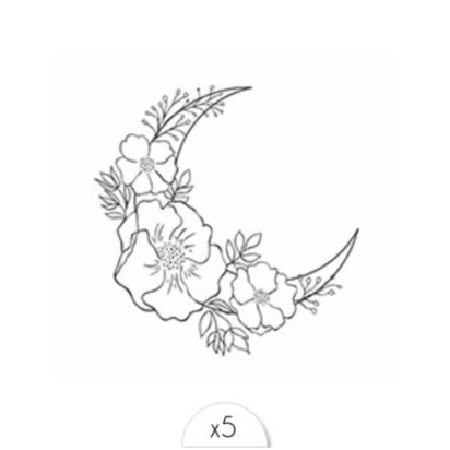 Tatouage temporaire Lune Florale, x5