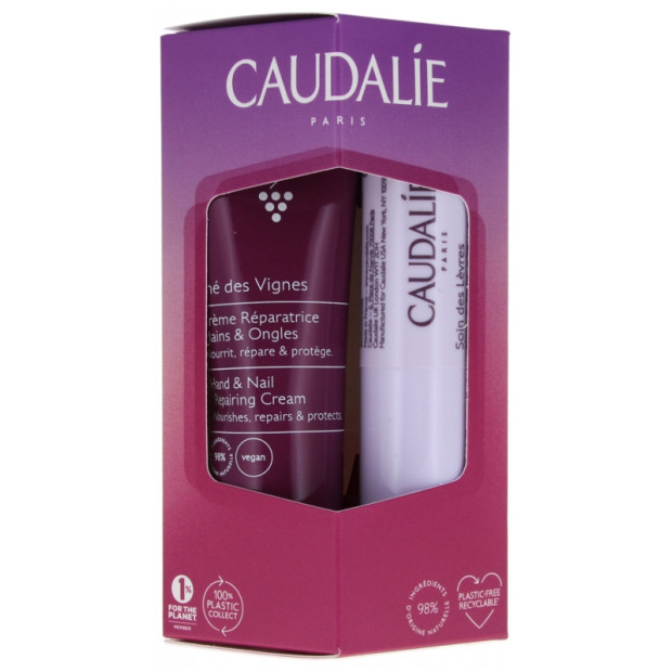 Caudalie Duo Crème Mains et Ongles Thé des Vignes 30ml + Soin Lèvres 4.5g | Parashop.com