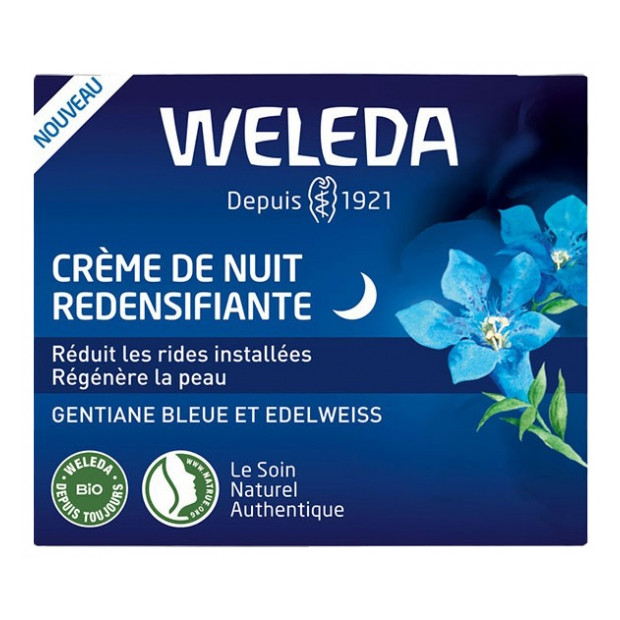 Weleda Crème de Nuit Redensifiante Gentiane Bleue et Edelweiss, 40ml | Parashop.com