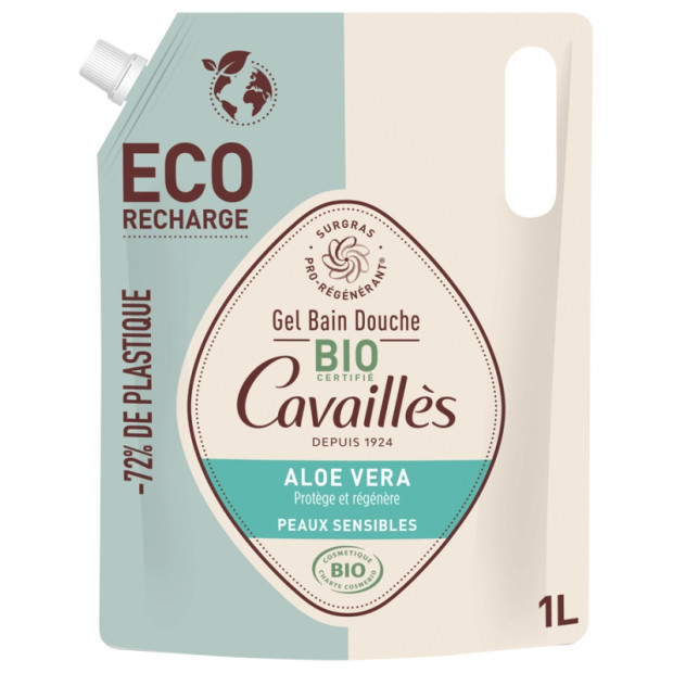 Roge cavailles Gel Bain Douche Peaux Sensibles Aloe Vera Bio Éco-Recharge, 1L | Parashop.com