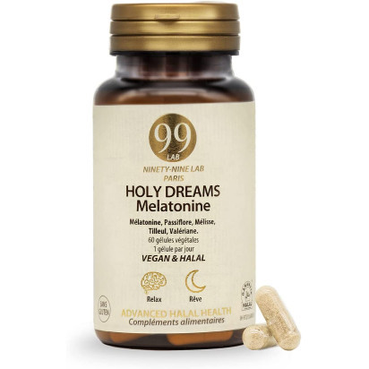 99Lab HOLY DREAMS Mélatonine Halal, 60 gélules | Parashop.com