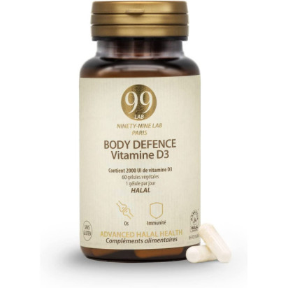 99Lab BODY DEFENCE Vitamine D3 Halal, 60 gélules | Parashop.com