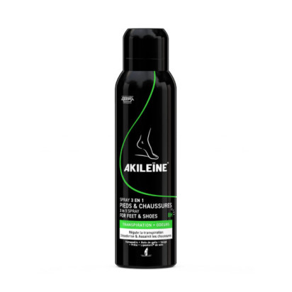 Akileine Spray noir 3-en-1 Pieds & Chaussures, 150ml | Parashop.com