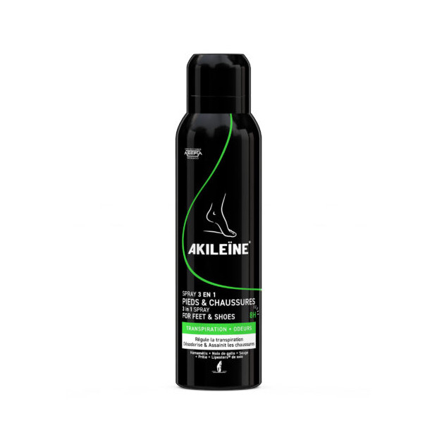 Akileine Spray noir 3-en-1 Pieds & Chaussures, 150ml | Parashop.com