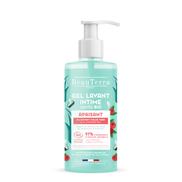 Beauterra Gel Nettoyant Intime Apaisant Aloe Vera et Cranberry Bio, 500ml | Parashop.com