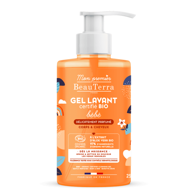 Beauterra Gel Lavant Bébé Parfumé Bio Peaux Sensibles Corps et Cheveux, 250ml | Parashop.com