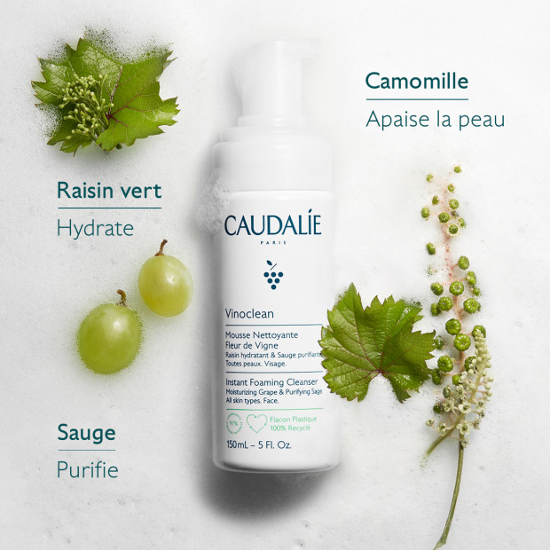 Caudalie VINOCLEAN Mousse Nettoyante Fleur de Vigne, lot 2x150ml | Parashop.com