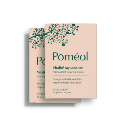 Poméol VITAL GLOW Vitalité antioxydant éclat du teint, lot 2x60 gélules | Parashop.com