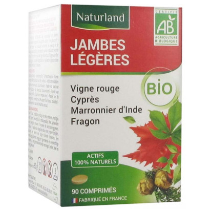 Complexe Jambes Légères BIO. Boîte 90 comprimés Naturland - Parashop