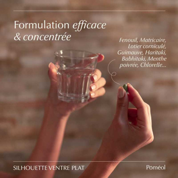 Poméol TRANSIPULSE Silhouette ventre plat anti-ballonnements régulateur de transit, 120 comprimés | Parashop.com