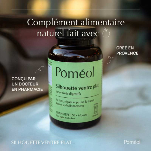 Poméol TRANSIPULSE Silhouette ventre plat anti-ballonnements régulateur de transit, 120 comprimés | Parashop.com