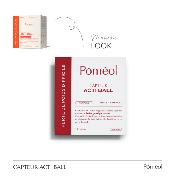 Poméol ACTIBALL Dispositif médical perte de poids - Ballon gastrique végétal naturel, 180 gélules | Parashop.com