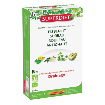 Quatuor drainage bio, 20 ampoules Super Diet - Parashop