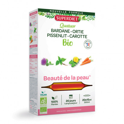 Quatuor beauté de la peau bio, 20 ampoules Super Diet - Parashop