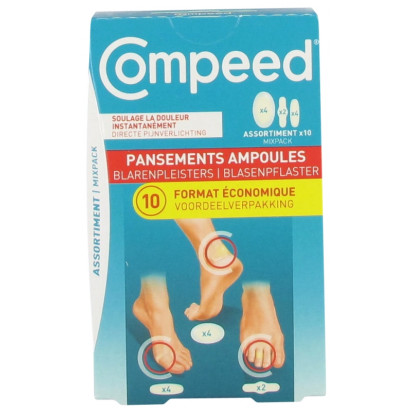 Compeed Pansements Ampoules Moyen Format 3 Tailles, 10 pansements | Parashop.com