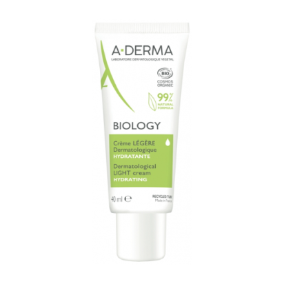 A-Derma BIOLOGY Crème Légère Dermatologique Hydratante Bio, 40ml | Parashop.com