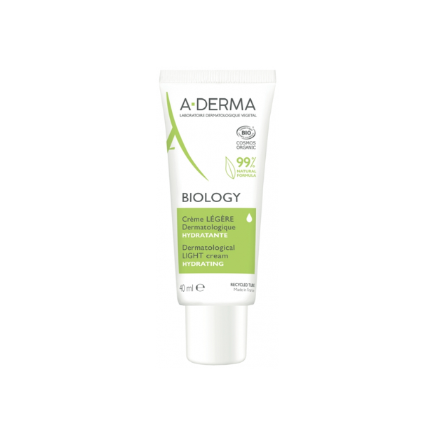 A-Derma BIOLOGY Crème Légère Dermatologique Hydratante Bio, 40ml | Parashop.com