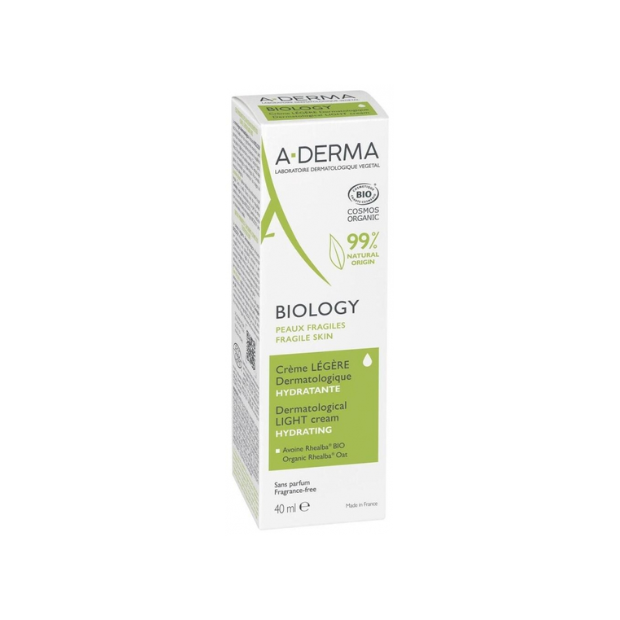 A-Derma BIOLOGY Crème Légère Dermatologique Hydratante Bio, 40ml | Parashop.com