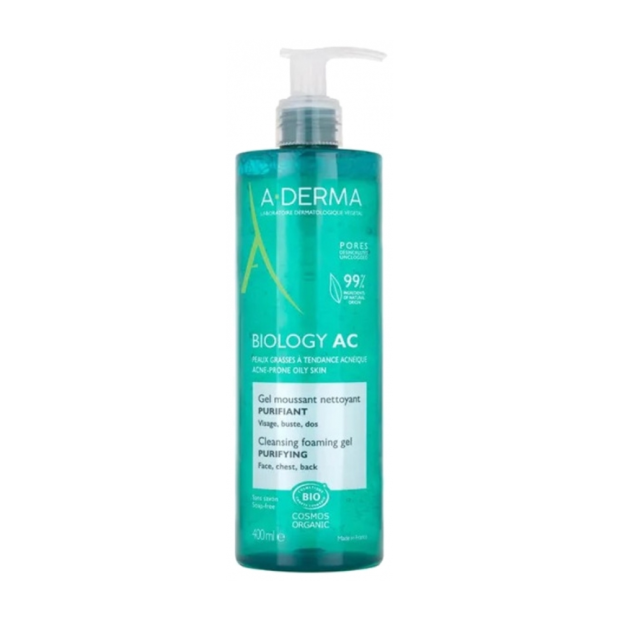 A-Derma BIOLOGY AC Gel Moussant Nettoyant Purifiant Bio, 400ml | Parashop.com