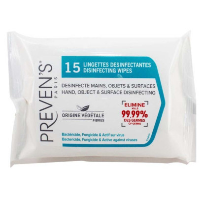 Lingettes Désinfectantes x15 unités Preven'S - Parashop