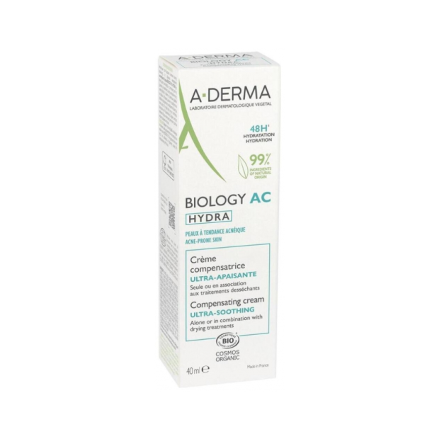 A Derma BIOLOGY AC Hydra Crème Compensatrice Ultra-Apaisante Bio, 40ml | Parashop.com