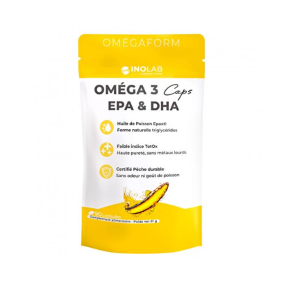 INOLAB OMEGACAPS Omega 3 EPH & DHA Concentration Vision Coeur, 90 capsules | Parashop.com