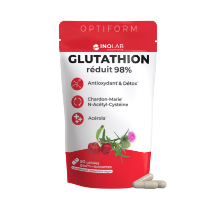 Laboratoire Inolab x OPTIFORM Gluthation Réduit 98% Antioxydant Détox, 90 gélules | Parashop.com