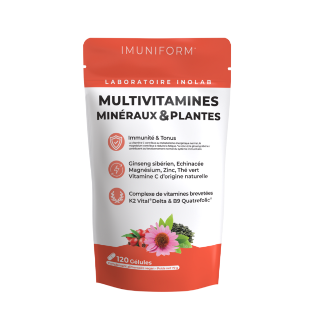 Laboratoire Inolab x IMUNIFORM Multivitamines Mineraux & Plantes Immunité Tonus, 120 gélules | Parashop.com