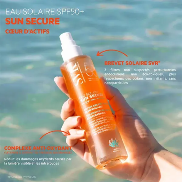 Sun Secure Eau Solaire Biodégradable Spf50+, 100ml