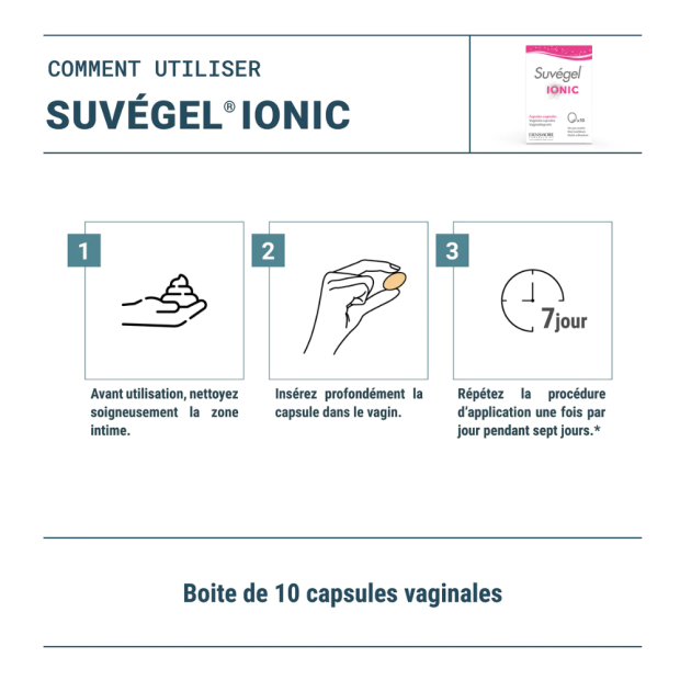 SUVÉGEL IONIC Infections vaginales, 10 Capsules Vaginales