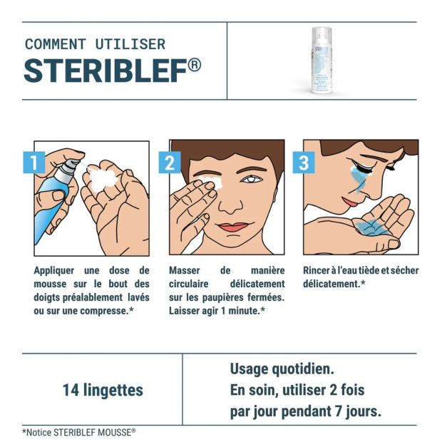 Steriblef Mousse Nettoyante Paupières & Cils, 50ml