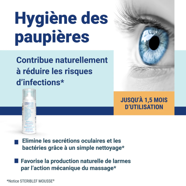 Steriblef Mousse Nettoyante Paupières & Cils, 50ml
