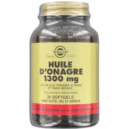 Huile d'onagre 1300mg. 30gél  Solgar - Parashop