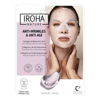 IROHA NATURE Masque Anti-Rides et Anti-Âge Visage et Cou, 30ml