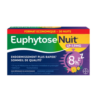 EUPHYTOSE NUIT LP 1,9 mg Mélatonine Comprimés à Libération Prolongée, 30 comprimés