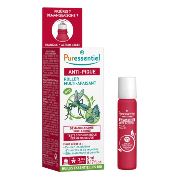 Puressentiel ANTI-PIQUE Roller apaisant 11 huiles bio, 5ml | Parashop.com